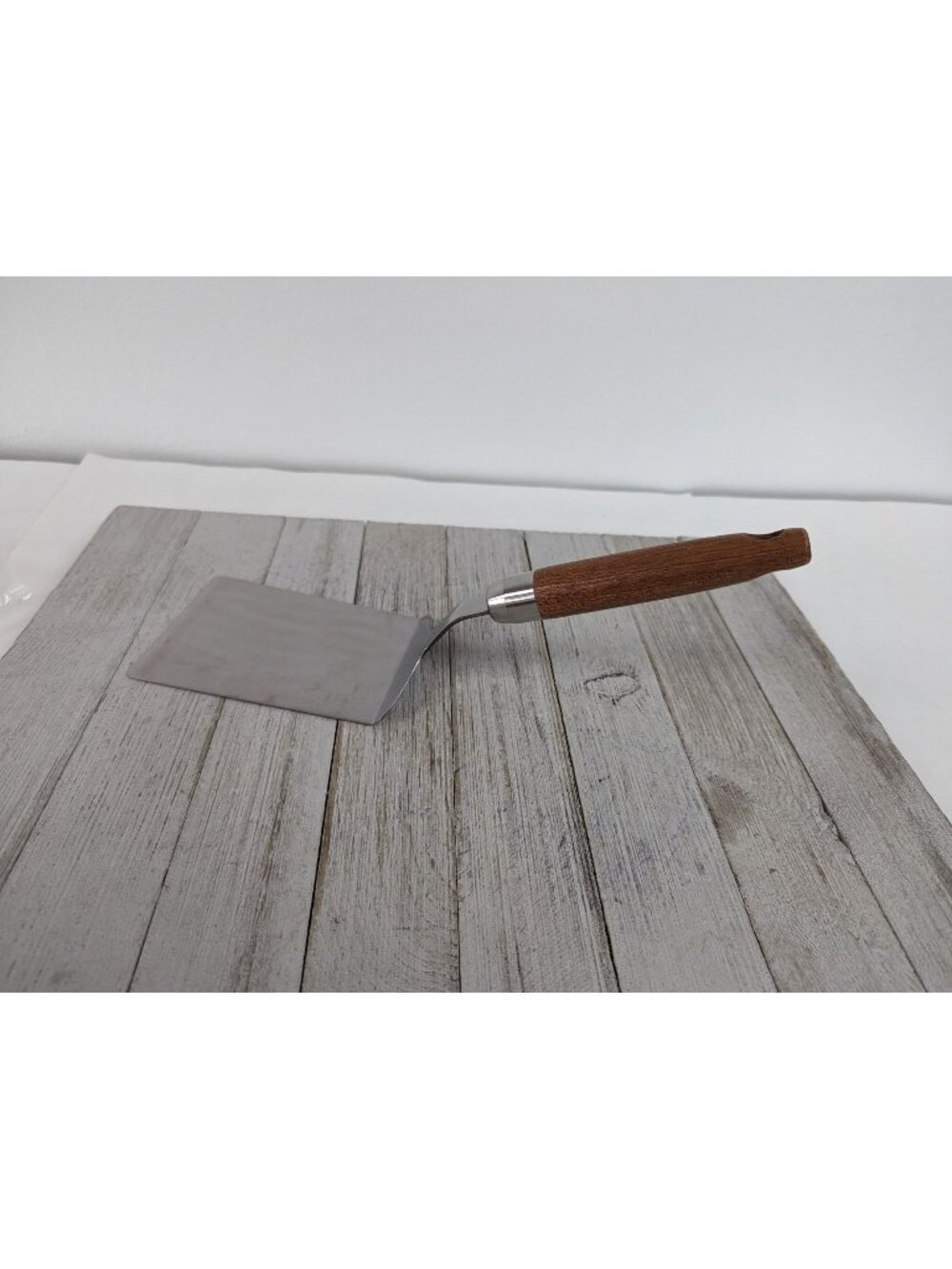 11 1/4" Short Stainless Solid Spatula Turner Wood Handle Wide Head